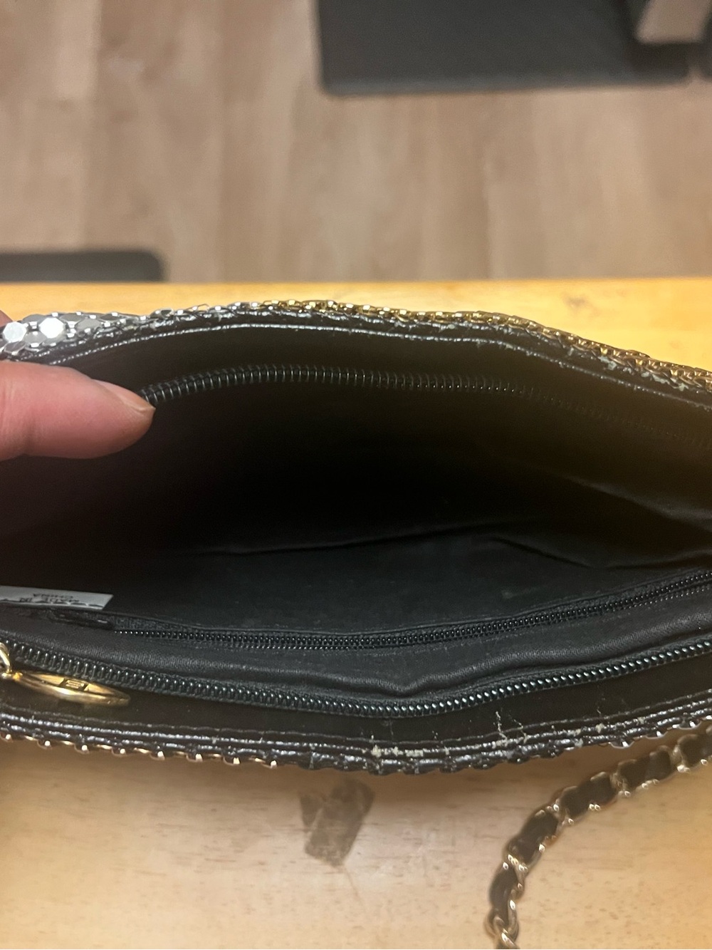 Metallic Gold and Silver Sequin Crossbody Clutch - Picture 5 of 5